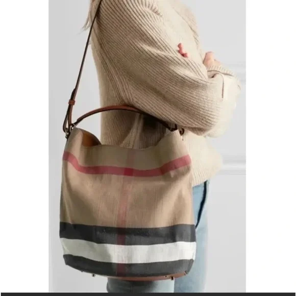 Authentic Burberry Check Canvas Bucket Bag - Picture 2 of 2